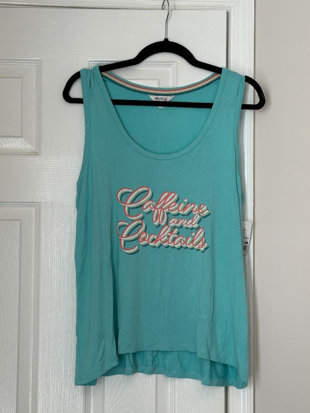 NEW Wildfox Cocktail Connoisseur Tank Top Caffeinated and Cocktails Large A line